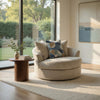 Ashley Maxo Accent Chair | 56" | 360 Swivel | 3 Accent Throw Pillows | Ivory