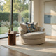 Ashley Maxo Accent Chair | 56" | 360 Swivel | 3 Accent Throw Pillows | Ivory