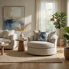 Ashley Maxo Accent Chair | 56" | 360 Swivel | 3 Accent Throw Pillows | Ivory