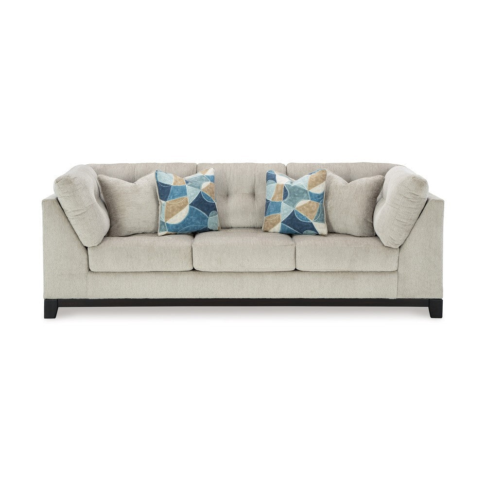Ashley Maxo Sofa | 100’’ Tufted Ivory Polyester | 5 Accent Throw Pillows BM332966