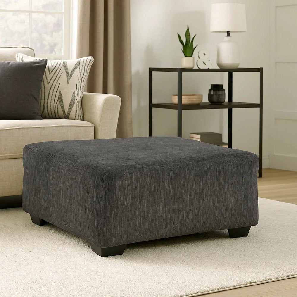 Ashley Accent Ottoman | 40" Square Top | Modern Style Dark Gray Polyester
