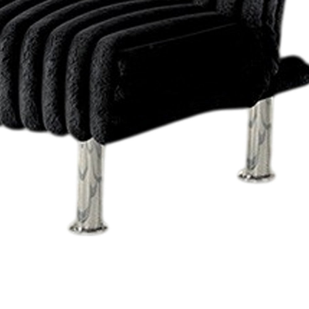 Hini Fold Out Futon Sofa Bed | Rich Black | Modern Chrome Metal Legs BM332982