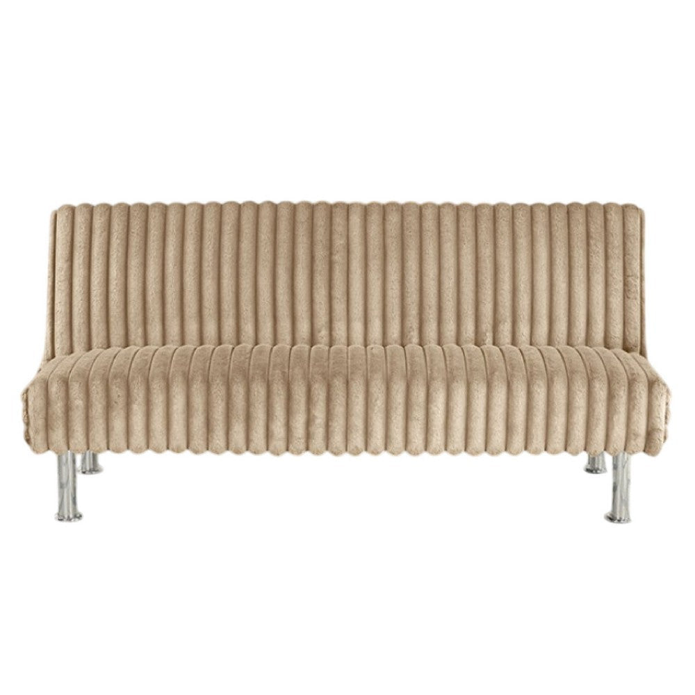Hini Fold Out Futon Sofa Bed | Taupe Brown | Modern Chrome Metal Legs BM332986