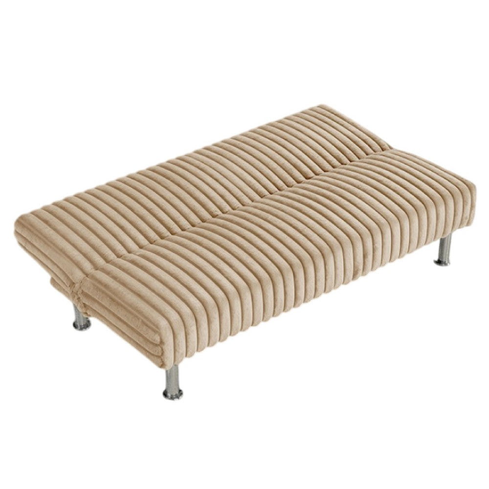Hini Fold Out Futon Sofa Bed | Taupe Brown | Modern Chrome Metal Legs BM332986