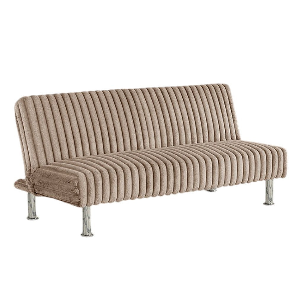 Hini Fold Out Futon Sofa Bed | Taupe Brown | Modern Chrome Metal Legs BM332986
