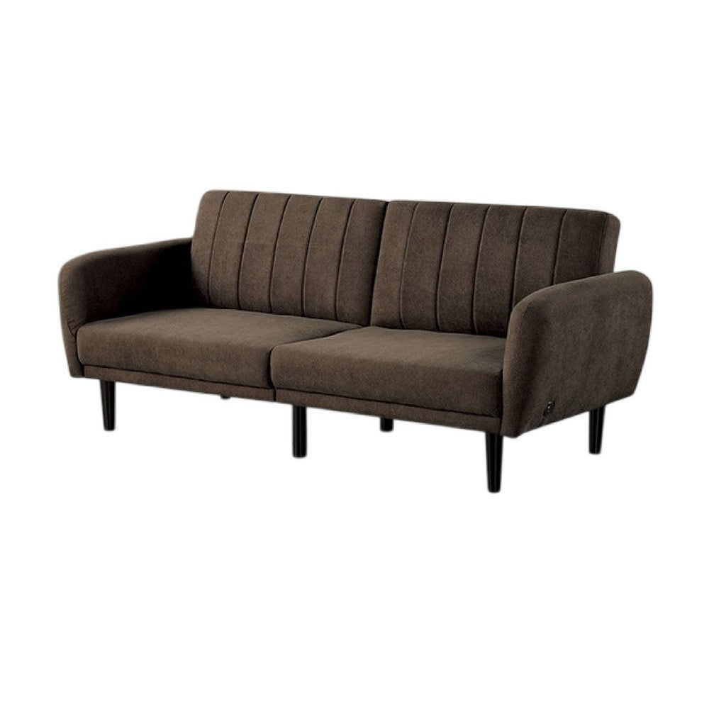 Arz Fold Out Futon Sofa Bed | Dark Brown | Retro Channel Tufted Back BM332987