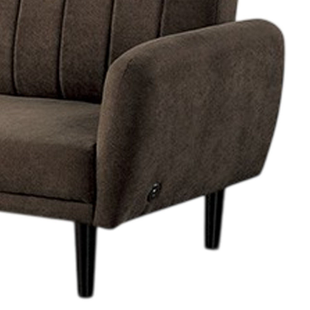 Arz Fold Out Futon Sofa Bed | Dark Brown | Retro Channel Tufted Back BM332987