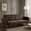 Arz Fold Out Futon Sofa Bed | Dark Brown | Retro Channel Tufted Back