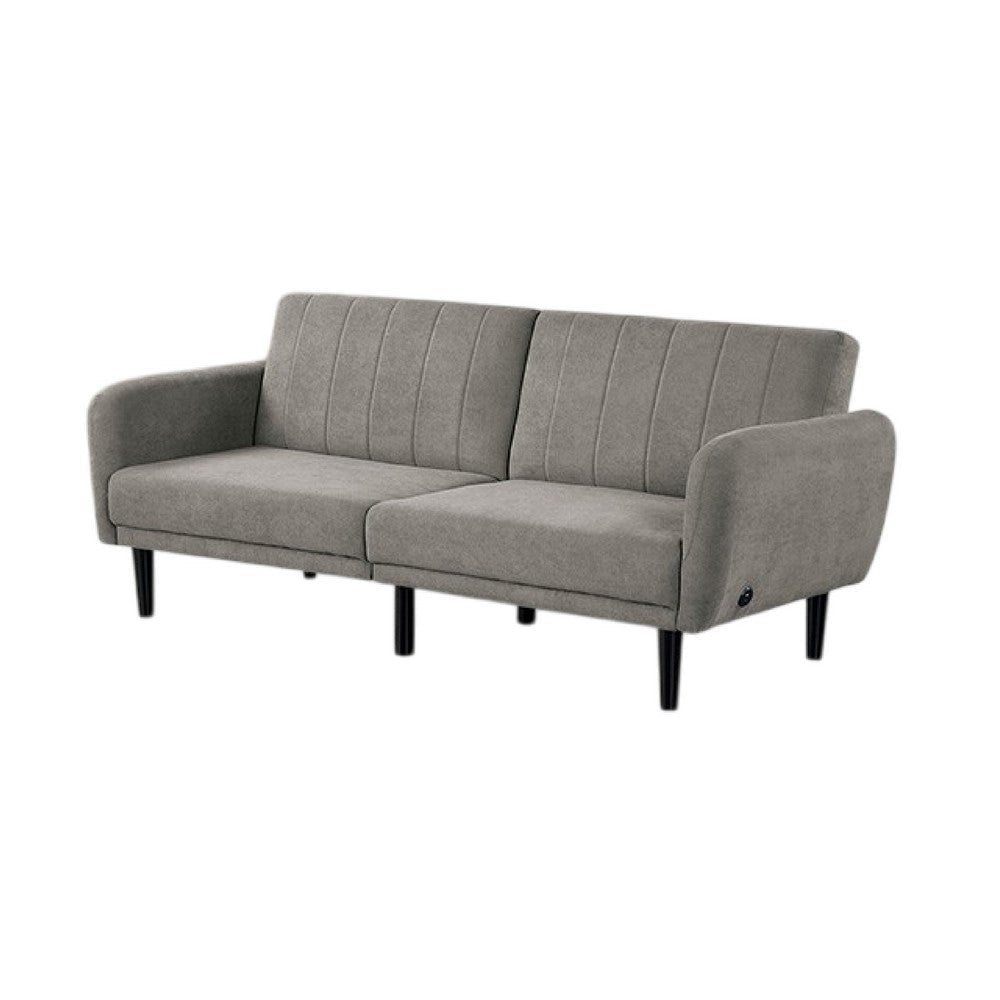 Arz Fold Out Futon Sofa Bed | Light Gray | Retro Channel Tufted Back BM332988