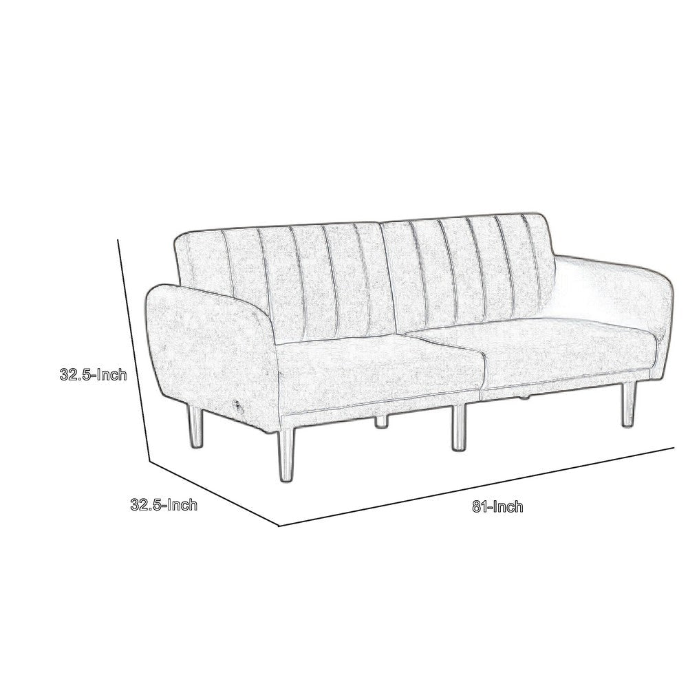 Arz Fold Out Futon Sofa Bed | Light Gray | Retro Channel Tufted Back BM332988