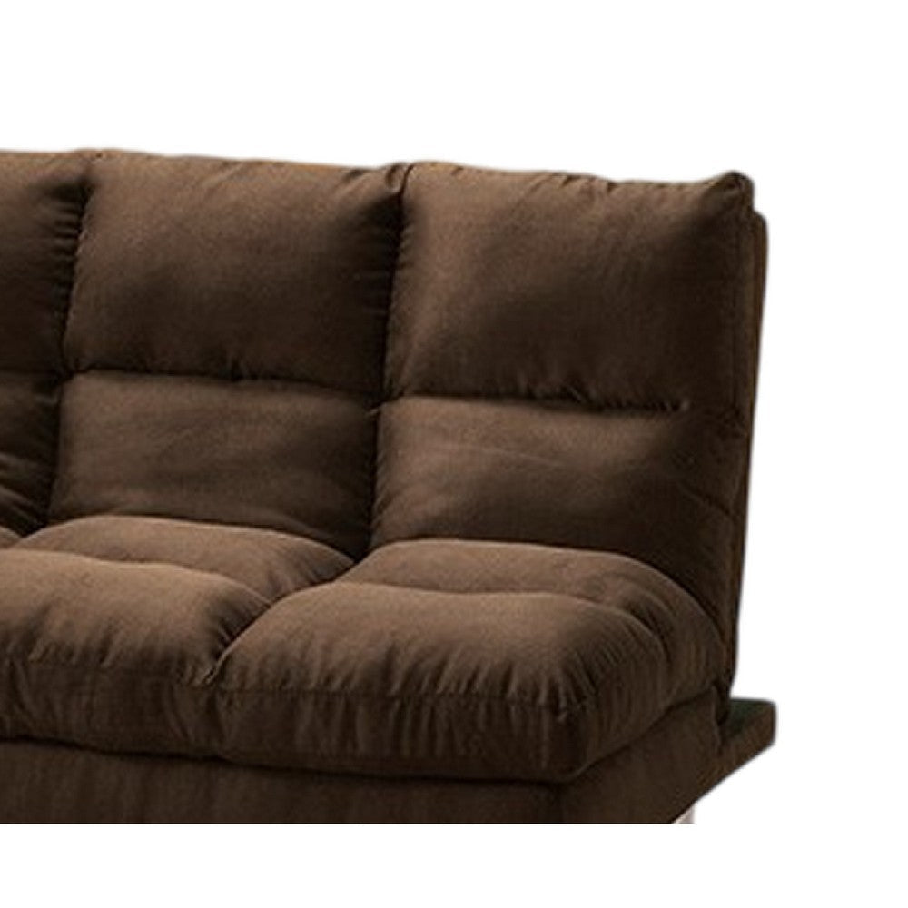 Sar Fold Out Futon Sofa Bed | Tufted Dark Brown Microfiber | Chrome BM332989