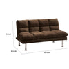Sar Fold Out Futon Sofa Bed | Tufted Dark Brown Microfiber | Chrome BM332989