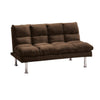 Sar Fold Out Futon Sofa Bed | Tufted Dark Brown Microfiber | Chrome BM332989