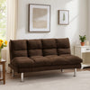 Sar Fold Out Futon Sofa Bed | Tufted Dark Brown Microfiber | Chrome