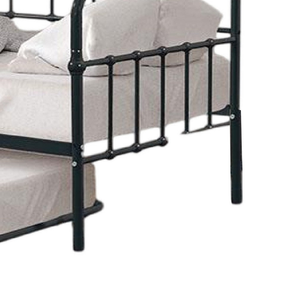 Tes Daybed with Pull Out Trundle | Classic Black Metal Open Frame