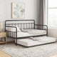 Tes Daybed with Pull Out Trundle | Classic Black Metal Open Frame