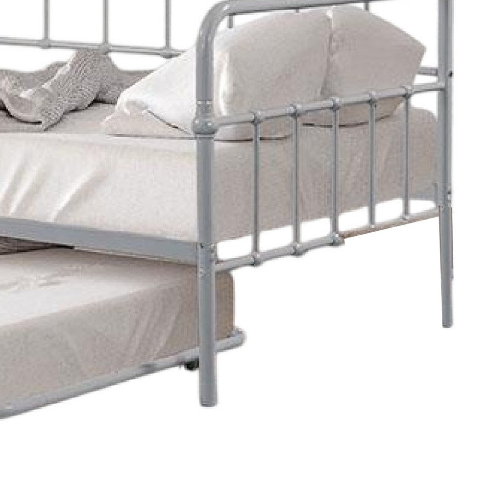Tes Daybed with Pull Out Trundle | Classic Silver Metal Open Frame