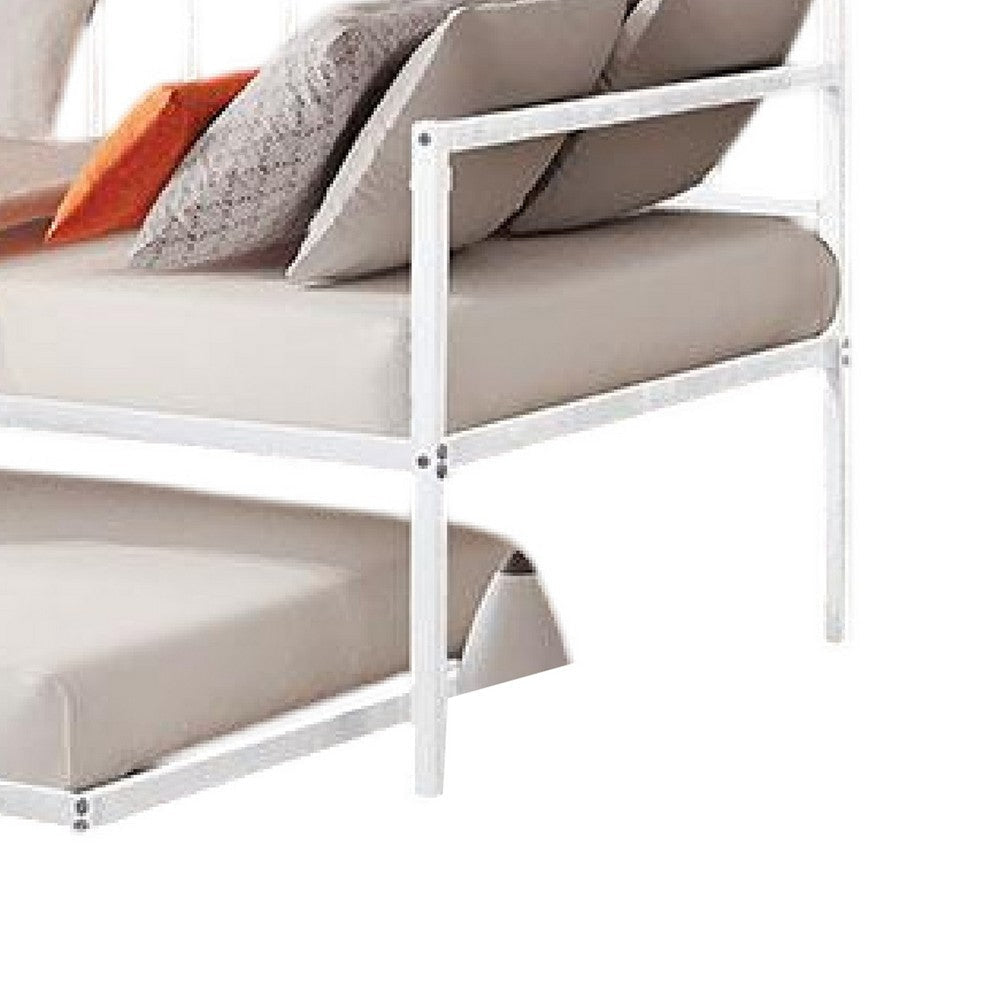 Ham Daybed with Pull Out Trundle | White Slatted Open Metal Frame