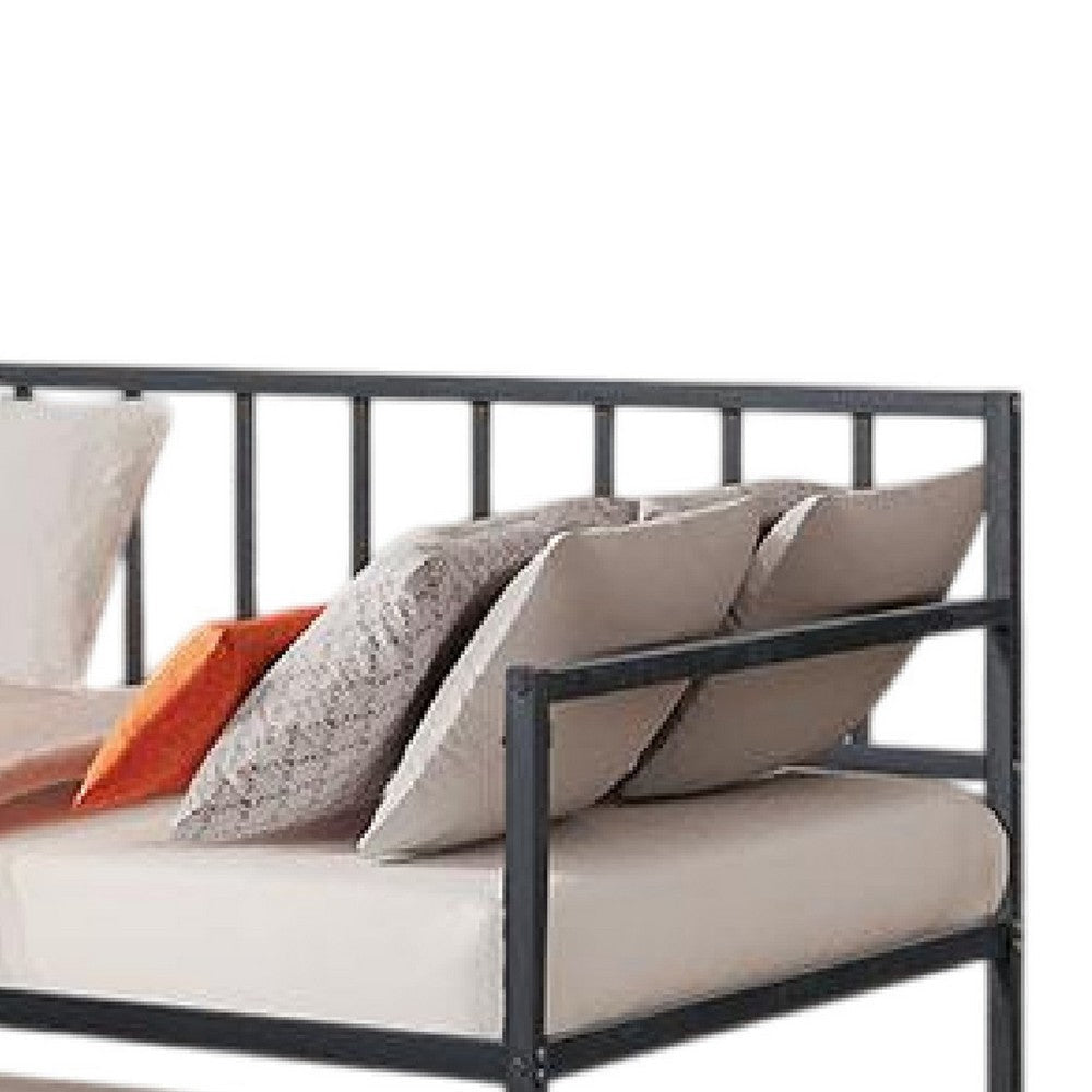Ham Daybed with Pull Out Trundle | Black Slatted Open Metal Frame