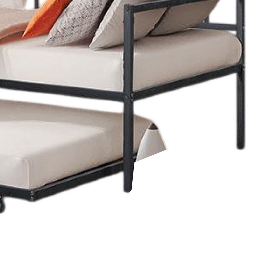 Ham Daybed with Pull Out Trundle | Black Slatted Open Metal Frame