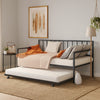 Ham Daybed with Pull Out Trundle | Black Slatted Open Metal Frame