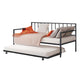 Ham Daybed with Pull Out Trundle | Black Slatted Open Metal Frame