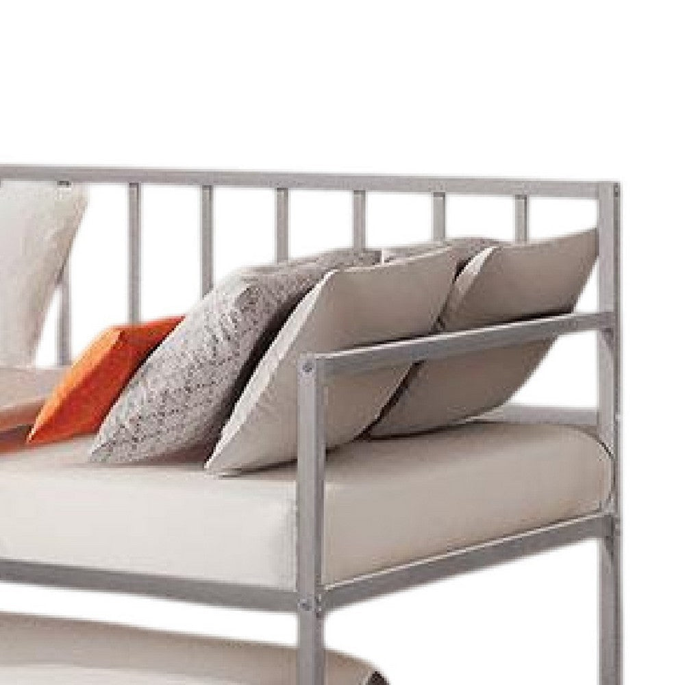 Ham Daybed with Pull Out Trundle | Silver Slatted Open Metal Frame
