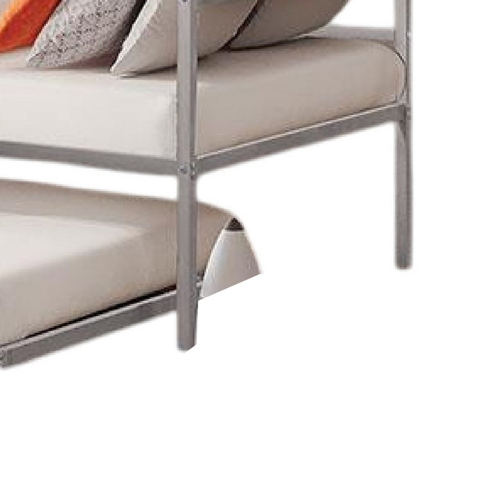 Ham Daybed with Pull Out Trundle | Silver Slatted Open Metal Frame