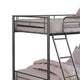Cet Twin Over Twin Bunk Bed | Black Metal | Attached Angled Ladder