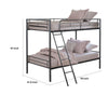 Cet Twin Over Twin Bunk Bed | Black Metal | Attached Angled Ladder