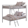 Cet Twin Over Twin Bunk Bed | Silver Metal Frame | Attached Ladder
