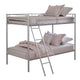 Cet Twin Over Twin Bunk Bed | Silver Metal Frame | Attached Ladder