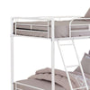 Cet Twin Over Twin Bunk Bed | White Metal | Attached Angled Ladder
