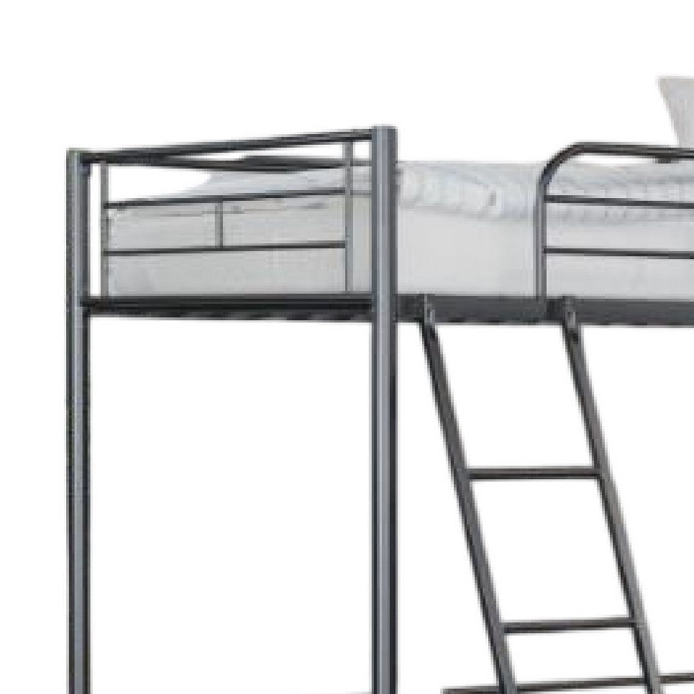 Mylz Twin Loft Bed | Black Metal Frame with Attached Angled Ladder