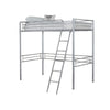Mylz Twin Loft Bed | Silver Metal Frame with Attached Angled Ladder