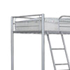 Mylz Twin Loft Bed | Silver Metal Frame with Attached Angled Ladder