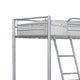 Mylz Twin Loft Bed | Silver Metal Frame with Attached Angled Ladder