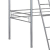 Mylz Twin Loft Bed | Silver Metal Frame with Attached Angled Ladder