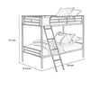 Mylz Twin Loft Bed | Silver Metal Frame with Attached Angled Ladder