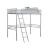 Mylz Twin Loft Bed | Silver Metal Frame with Attached Angled Ladder