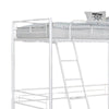 Mylz Twin Loft Bed | 61’’ | White Metal Frame | Attached Angled Ladder