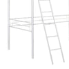 Mylz Twin Loft Bed | 61’’ | White Metal Frame | Attached Angled Ladder
