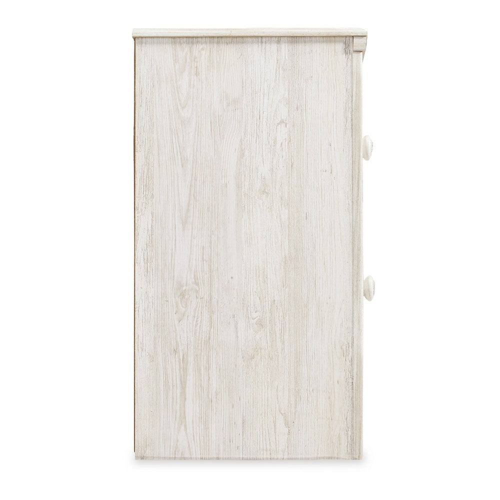 Ashley Paxy Nightstand | 2 Drawers | 2 USB Ports | Laminate Whitewash Finish BM333008