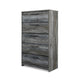 Ashley Bays Tall Dresser Chest | 5 Drawer | Modern Rustic Laminate Smoky Gray BM333019