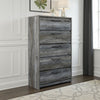 Ashley Bays Tall Dresser Chest | 5 Drawer | Modern Rustic Laminate Smoky Gray
