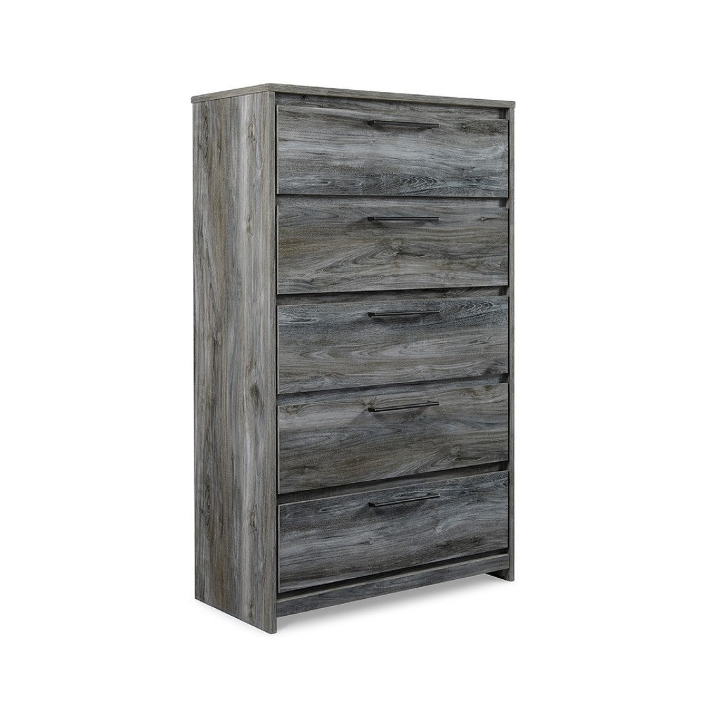 Ashley Bays Tall Dresser Chest | 5 Drawer | Modern Rustic Laminate Smoky Gray