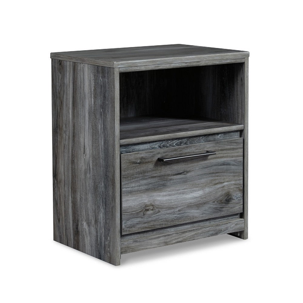 Ashley Bays Nightstand | 1 Drawer USB Port | Modern Laminate Smoky Gray