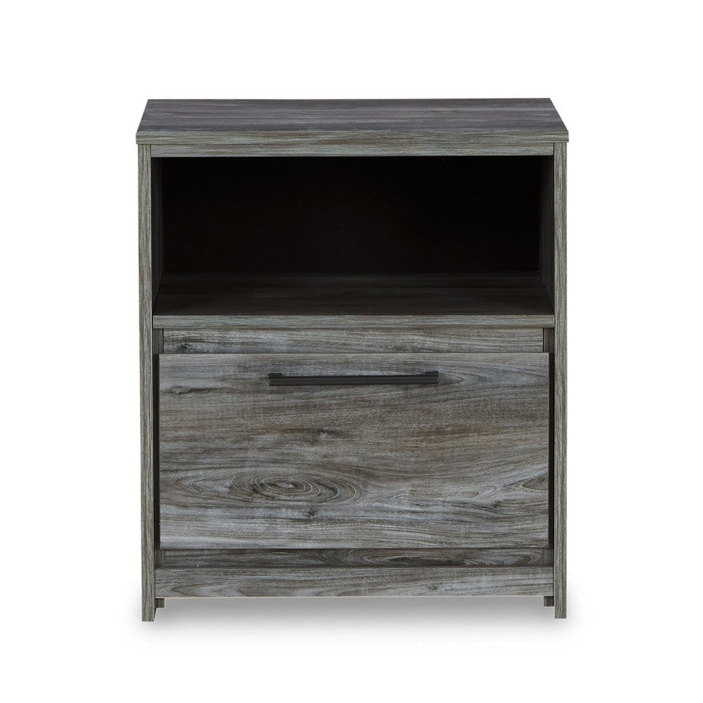 Ashley Bays Nightstand | 1 Drawer USB Port | Modern Laminate Smoky Gray BM333020