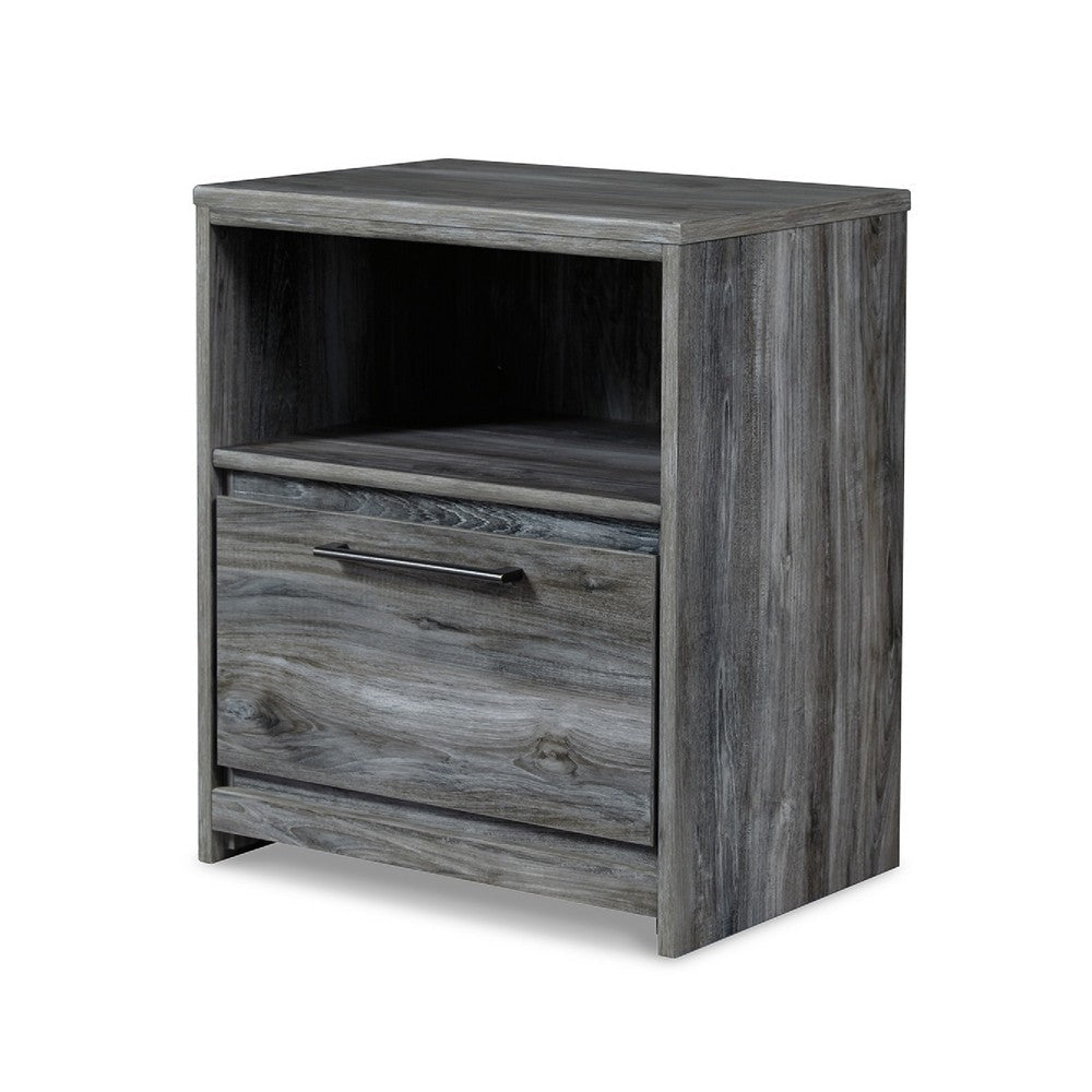 Ashley Bays Nightstand | 1 Drawer USB Port | Modern Laminate Smoky Gray BM333020