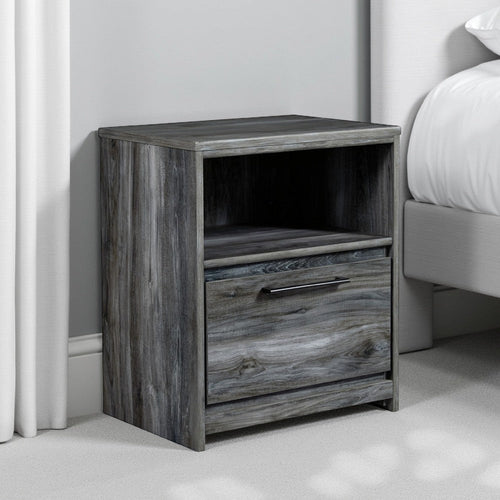 Ashley Bays Nightstand | 1 Drawer USB Port | Modern Laminate Smoky Gray